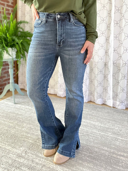 Enya Hi Rise Tummy Control Slim Boot Cut w/ Side Slit Judy Blue Jeans