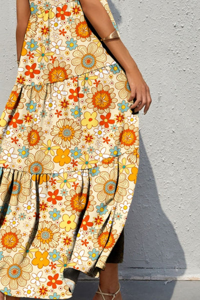 Ophelia Tiered Printed V-Neck Sleeveless Dress - ONLINE EXCLUSIVE!