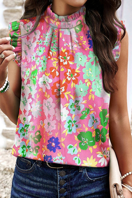Allie Floral Notched Ruffled Blouse - ONLINE EXCLUSIVE!
