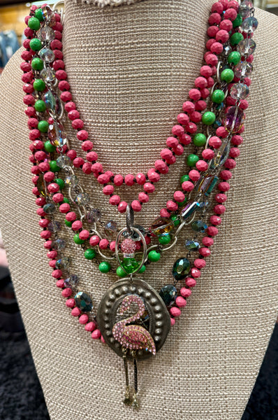 Flaming Flamingo Necklace by Art by Amy