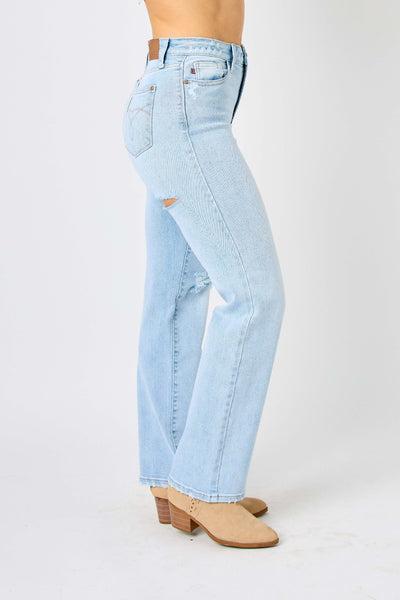 Oriana Hi-Rise Distressed Straight Judy Blue Jeans - ONLINE EXCLUSIVE!