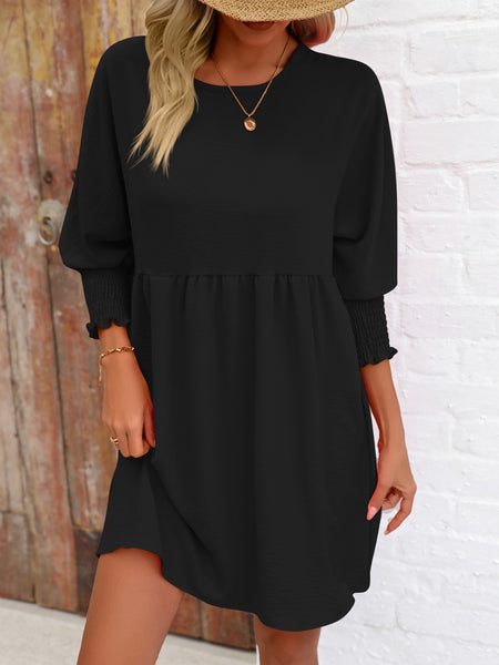 Torreta Round Neck Lantern Sleeve Mini Dress