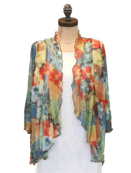 Alice August Floral Mesh 3/4 Sleeve Cardigan