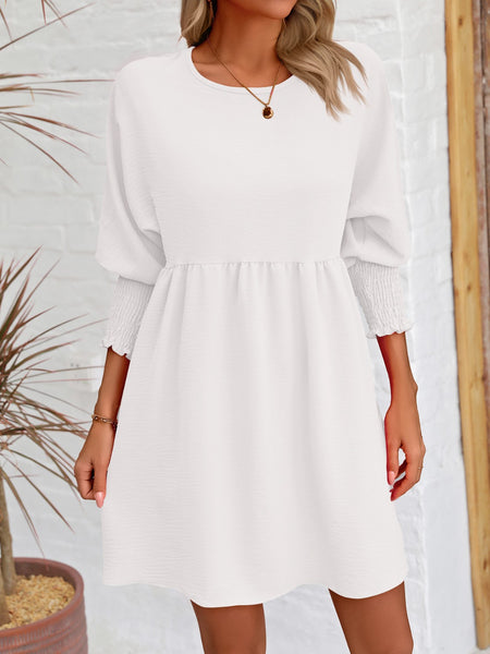 Torreta Round Neck Lantern Sleeve Mini Dress