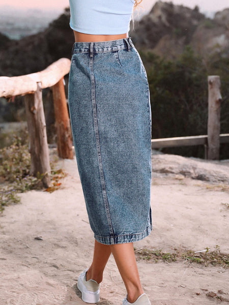 Rachael Button Down Denim Skirt - ONLINE EXCLUSIVE!