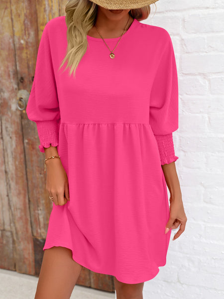 Torreta Round Neck Lantern Sleeve Mini Dress