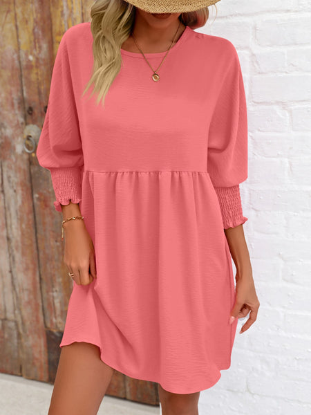 Torreta Round Neck Lantern Sleeve Mini Dress