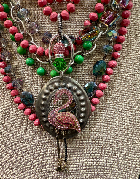 Flaming Flamingo Necklace by Art by Amy
