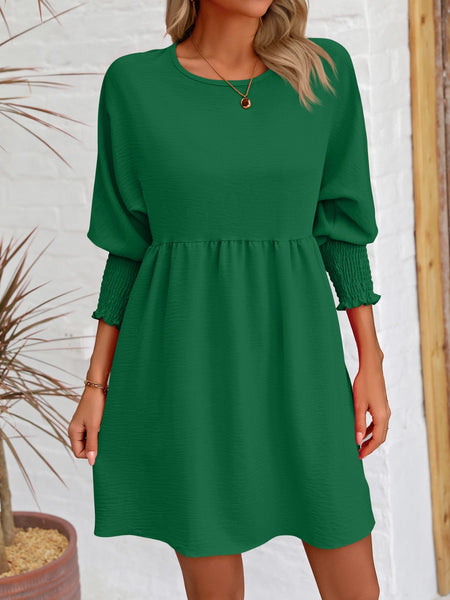 Torreta Round Neck Lantern Sleeve Mini Dress