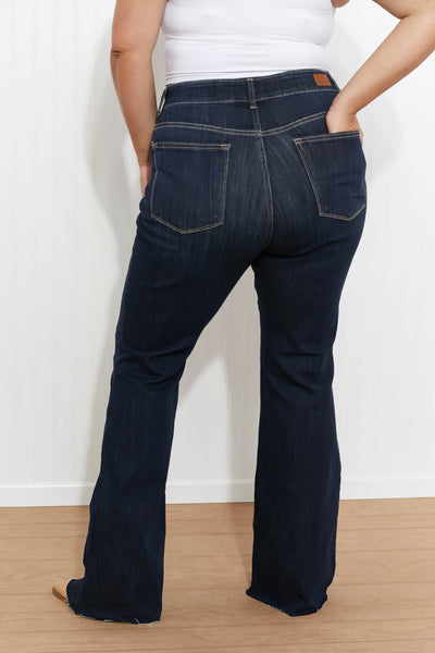 Amanda Hi-Rise Raw Hem Flare Judy Blue Jeans