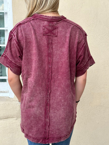 Jeni Acid Washed Scoop Neck Top