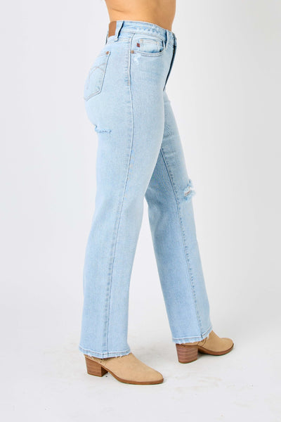 Oriana Hi-Rise Distressed Straight Judy Blue Jeans - ONLINE EXCLUSIVE!