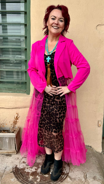 Abigail Western Duster with Tulle Mesh