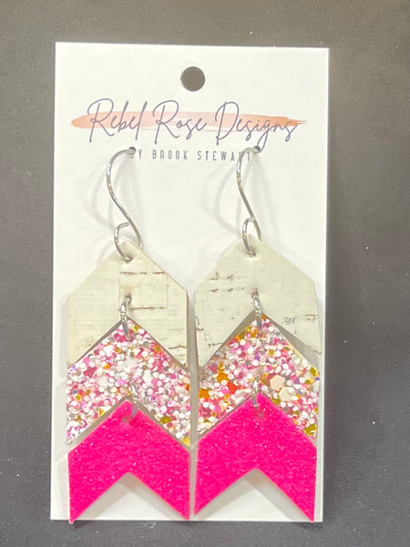 Barbi Hot Pink Chevron Earrings