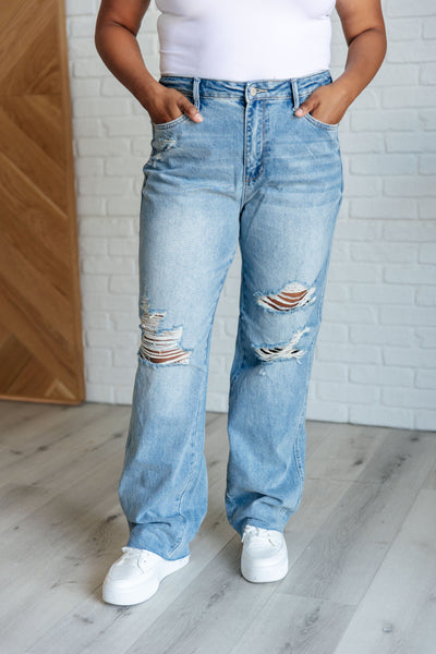 88671 Ramona Hi-Rise Rigid Magic Destroyed Straight Judy Blue Jeans - ONLINE EXCLUSIVE!