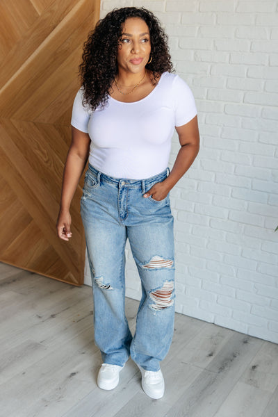 88671 Ramona Hi-Rise Rigid Magic Destroyed Straight Judy Blue Jeans - ONLINE EXCLUSIVE!