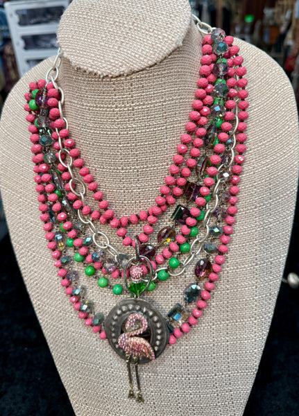Flaming Flamingo Necklace by Art by Amy