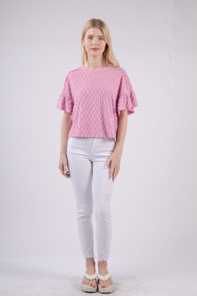 Ronnie Texture Ruffle Short Sleeve Top - ONLINE EXCLUSIVE!