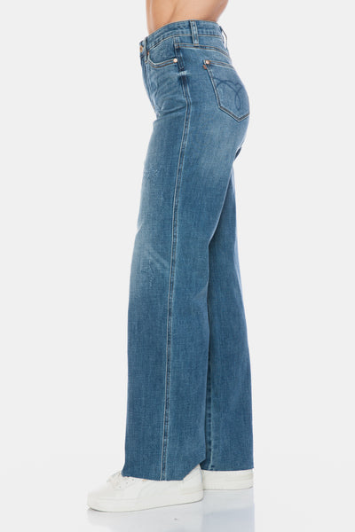88848 Andie Hi-Rise Tummy Control Cut Raw Hem Straight Judy Blue Jeans - ONLINE EXCLUSIVE!