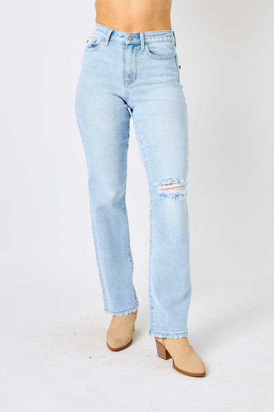 Oriana Hi-Rise Distressed Straight Judy Blue Jeans - ONLINE EXCLUSIVE!