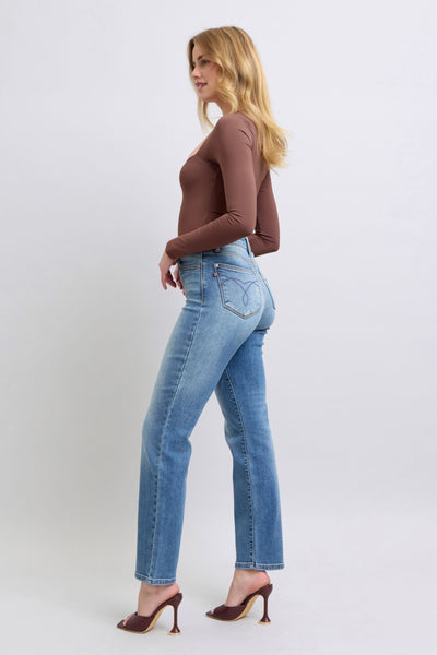 Ani Hi-Rise Vintage Wash Thermal Straight Judy Blue Jeans - ONLINE EXCLUSIVE!
