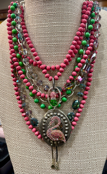 Flaming Flamingo Necklace by Art by Amy