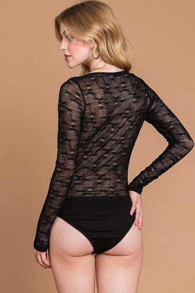 Culture Code Round Neck Mesh Perspective Bodysuit - ONLINE EXCLUSIVE!