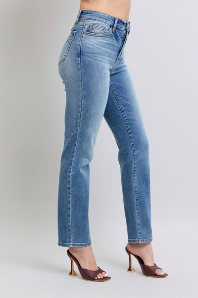 Ani Hi-Rise Vintage Wash Thermal Straight Judy Blue Jeans - ONLINE EXCLUSIVE!