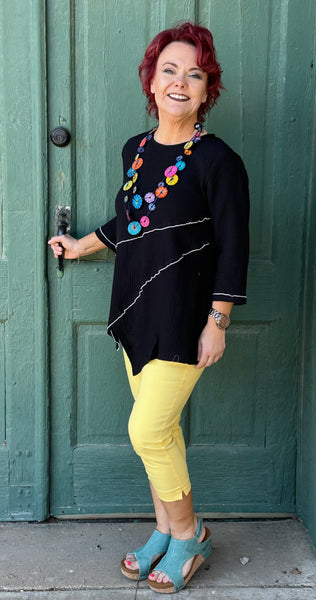 Tressin Cotton Gauze Pullover Top w/ Piping