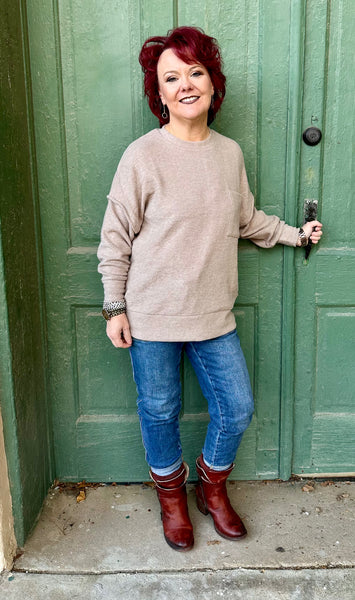 Túnica con bolsillo de mezcla cepillada Dawnie