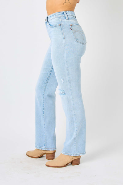 Oriana Hi-Rise Distressed Straight Judy Blue Jeans - ONLINE EXCLUSIVE!