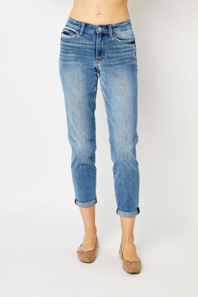 Rachael Mid-Rise Cuffed Hem Slim Judy Blue Jeans - ONLINE EXCLUSIVE!