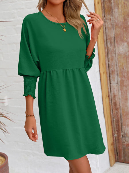 Torreta Round Neck Lantern Sleeve Mini Dress