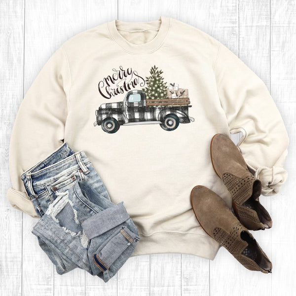 Wardene Merry Christmas Vintage Truck Sweatshirt
