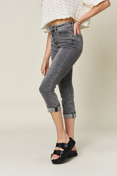 Lexi Hi-Rise Button Fly High Waist Cuffed Judy Blue Jean Capris - ONLINE EXCLUSIVE!