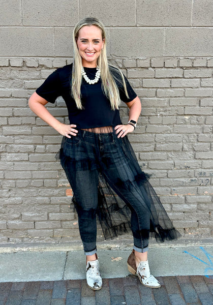 Shania Black T-Shirt Tulle Dress