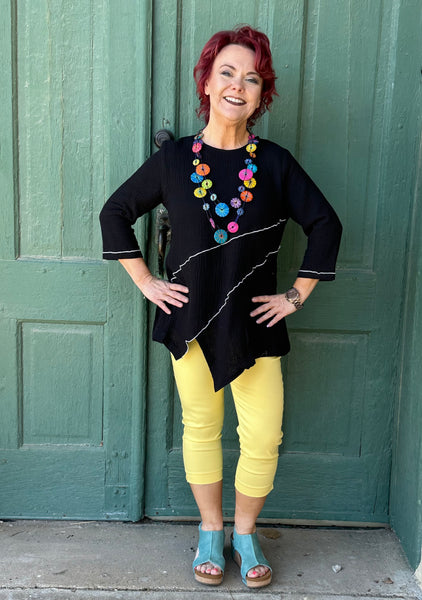 Tressin Cotton Gauze Pullover Top w/ Piping