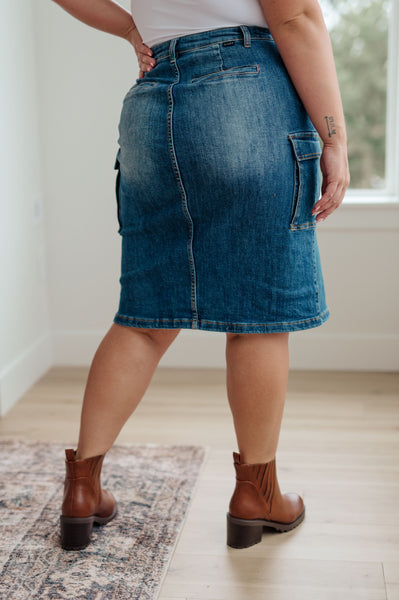 Always Be There Cargo Denim RISEN Skirt - ONLINE EXCLUSIVE!