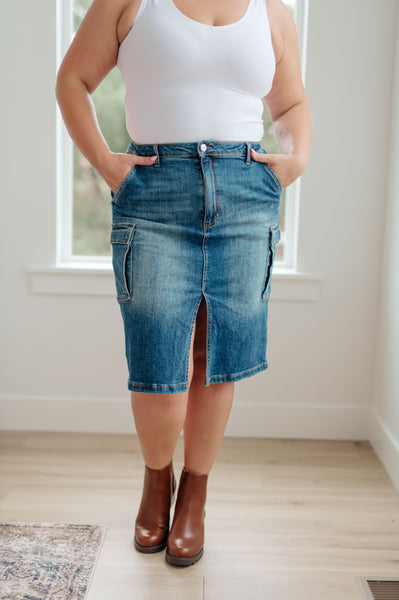 Always Be There Cargo Denim RISEN Skirt - ONLINE EXCLUSIVE!