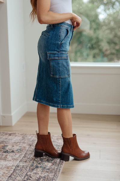 Always Be There Cargo Denim RISEN Skirt - ONLINE EXCLUSIVE!