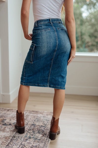 Always Be There Cargo Denim RISEN Skirt - ONLINE EXCLUSIVE!