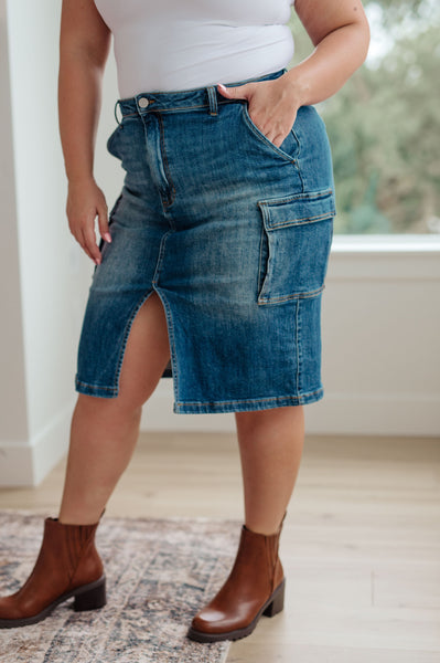Always Be There Cargo Denim RISEN Skirt - ONLINE EXCLUSIVE!