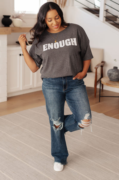 Camiseta gráfica Jeni Always Enough en color carbón: ¡EXCLUSIVA EN LÍNEA!