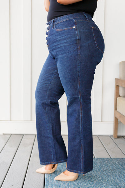 Jeans rectos de tiro alto con botones y bragueta Arlo Judy Blue: ¡EXCLUSIVO ONLINE!
