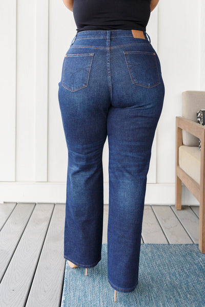 Jeans rectos de tiro alto con botones y bragueta Arlo Judy Blue: ¡EXCLUSIVO ONLINE!