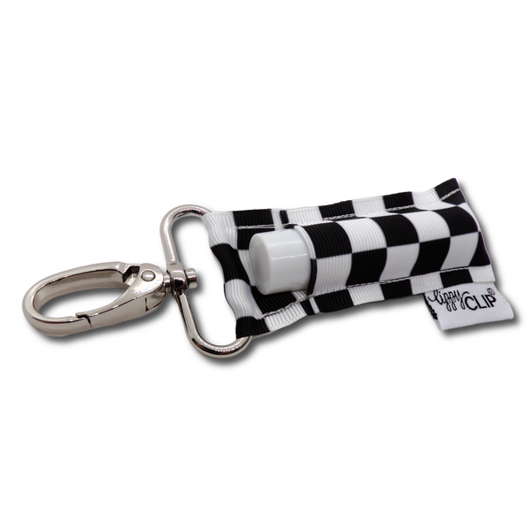 Black and White Checkerboard LippyClip® Lip Balm Holder