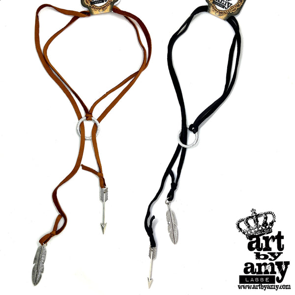 Regina Bow and Feather Necklace by Art by Amy