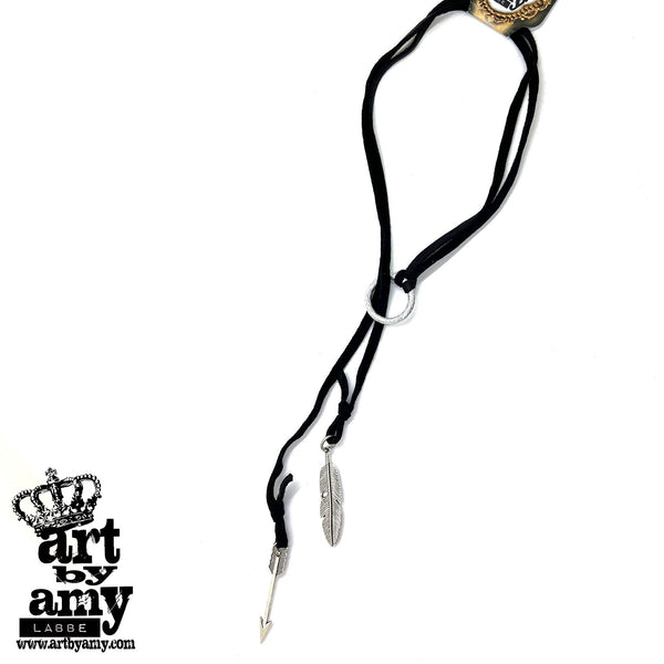 Regina Bow and Feather Necklace by Art by Amy