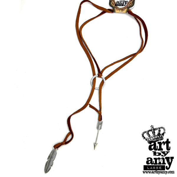Regina Bow and Feather Necklace by Art by Amy