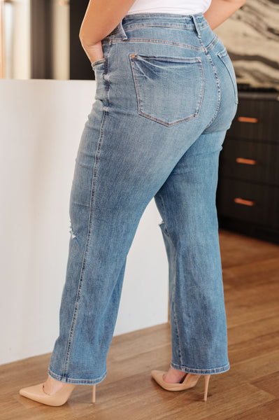 Bree High Rise Control Top Distressed Straight Judy Blue Jeans - ONLINE EXCLUSIVE!